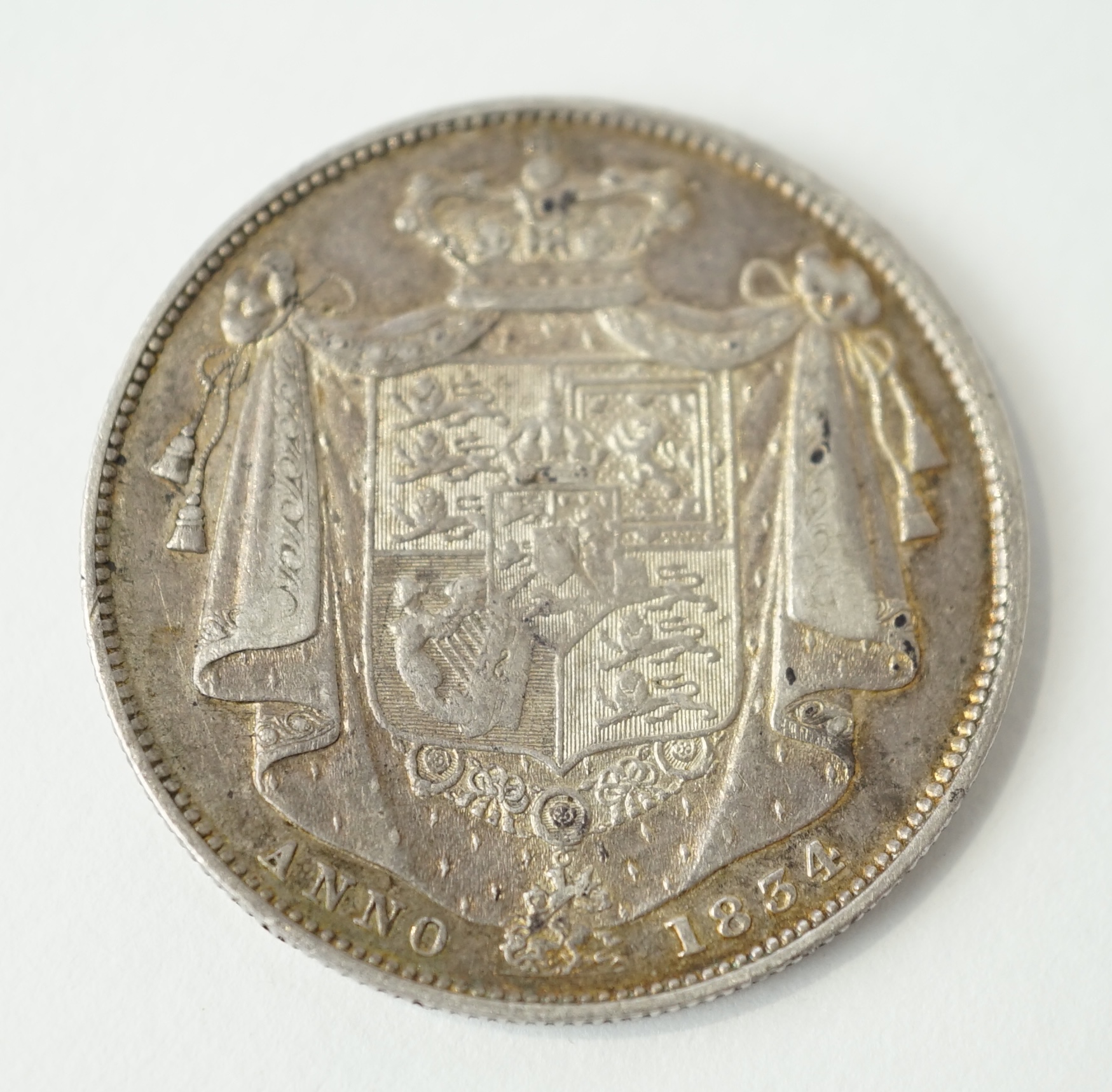 British silver coins, William IV halfcrown, 1834 (S3834), VF